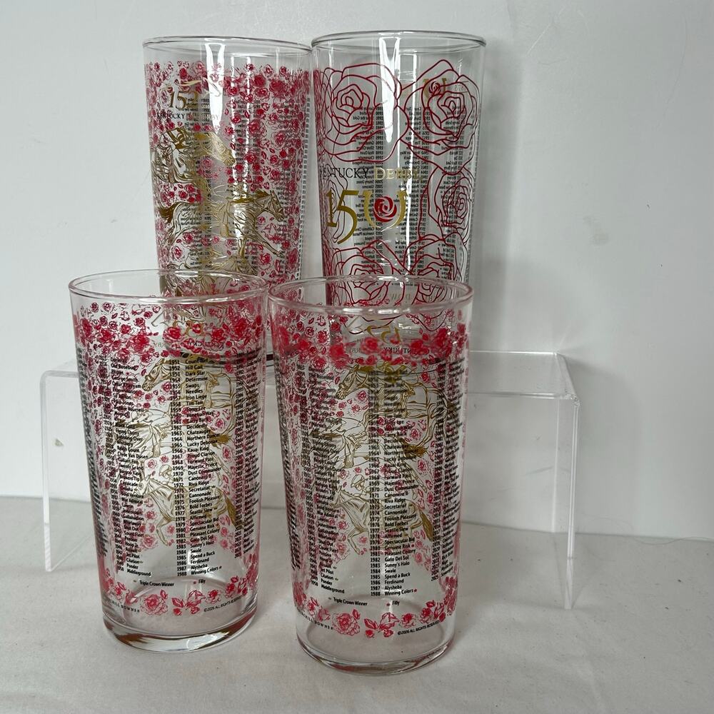 Kentucky Derby 152 Churchill Downs 2026 Mint Julep Glasses Set of 4 Roses